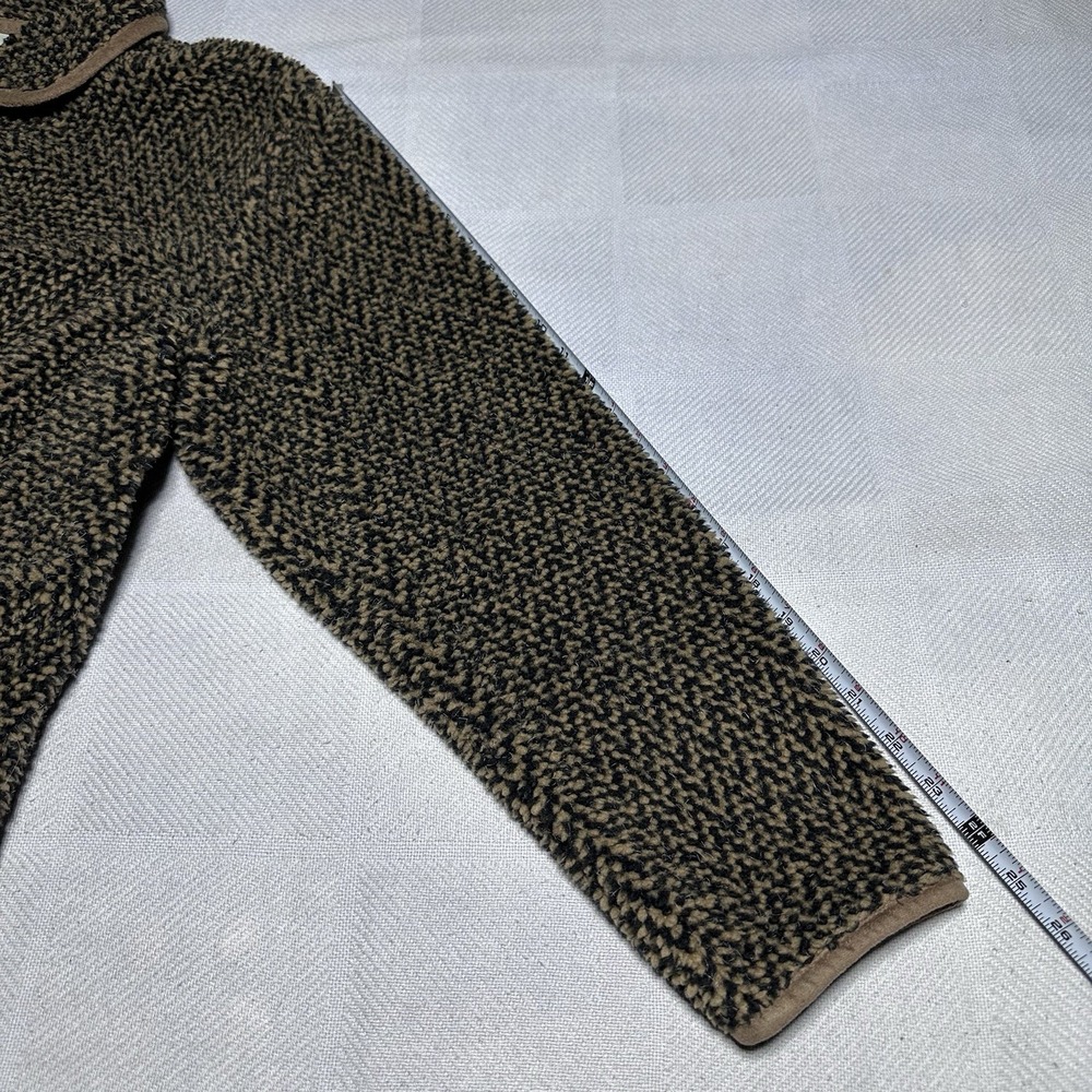 Orvis Deep Pile Toggle Cardigan Womens Large Teddy Textured Chevron Pattern - Picture 11 of 11